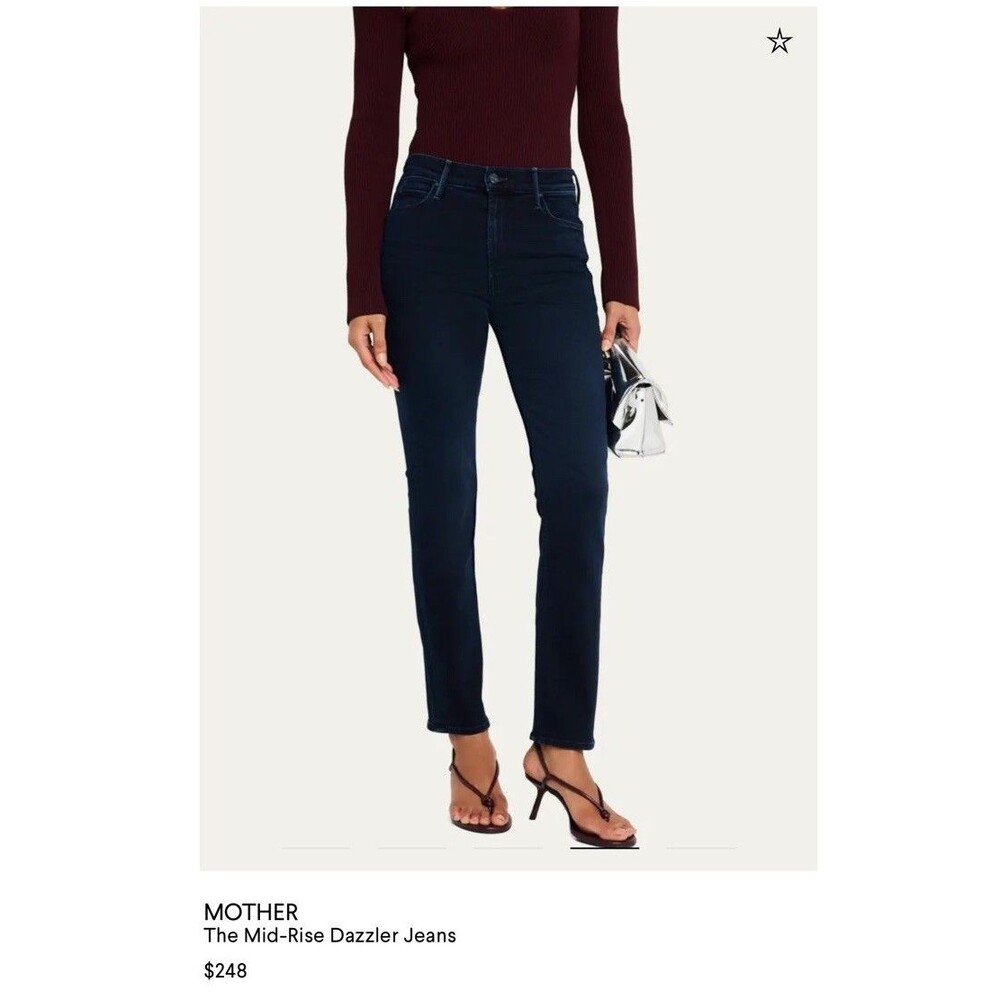 Mother the Mid Rise Dazzler Women's Ankle Jeans Size 31, Blue Dark Wash Denim